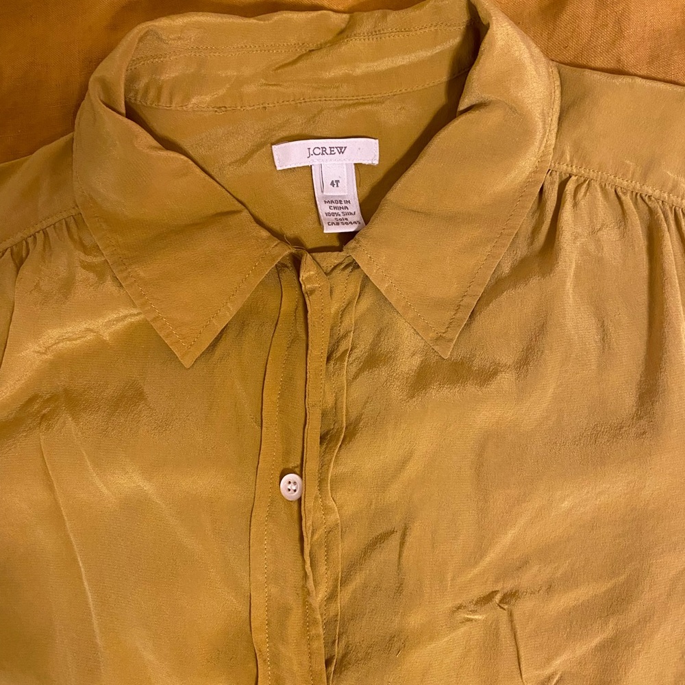 J Crew Silk, small blouse, marigold colored
